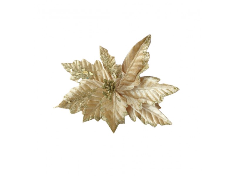 Χριστουγεννιάτικο Λουλούδι Χρυσό Βελουτέ 20cm