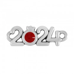 Γούρι 2024 Ασημί Ρόδι Με Σμάλτο Μακραμέ 2.3x8mm