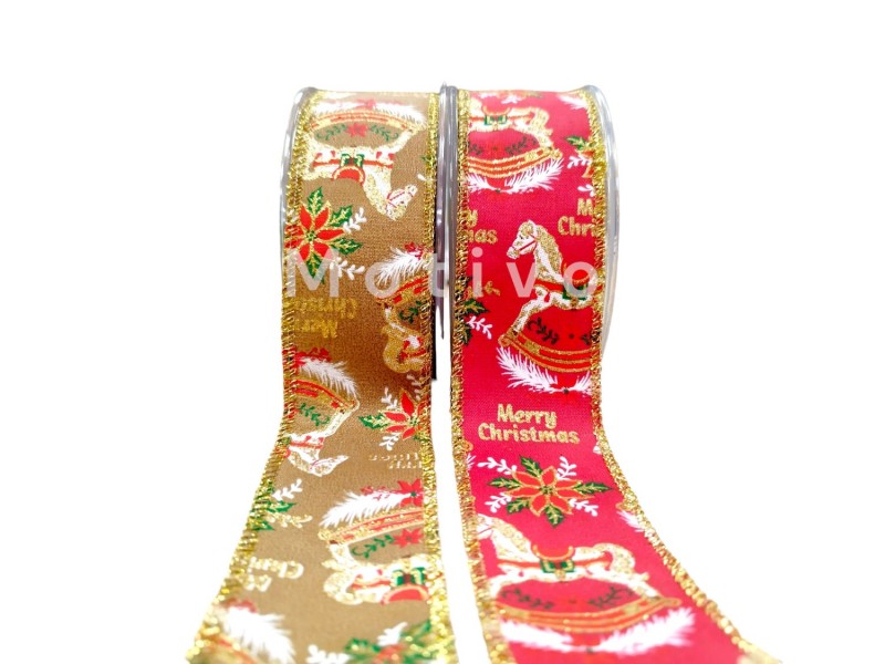 Κορδέλα Με Αλογάκια Merry Christmas  4.3εκ