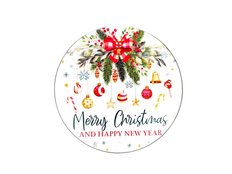 Στρογγυλό Με Τρύπα Ξύλινο Merry Christmas 10εκ