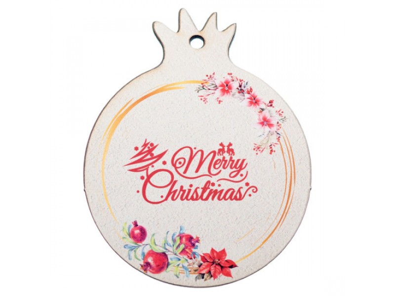 Ρόδι Ξύλινο Merry Christmas 7εκ
