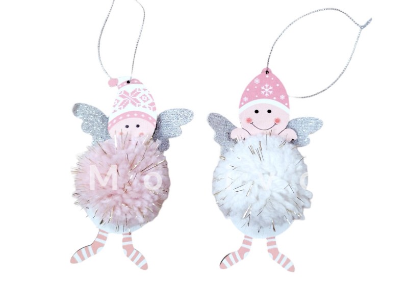 Αγγελάκι  Ξύλινο Με Πον Πον 13εκ