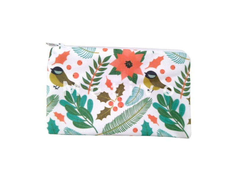 Υφασμάτινο Πορτοφολάκι Με Γκί Και Λουλούδια 9x14εκ