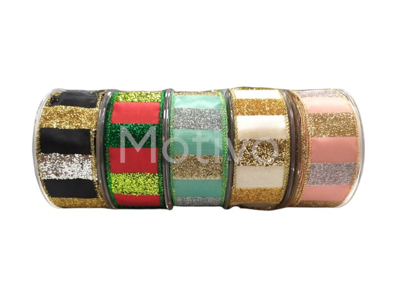 Κορδέλα Καρρώ Με Glitter 4.3εκ