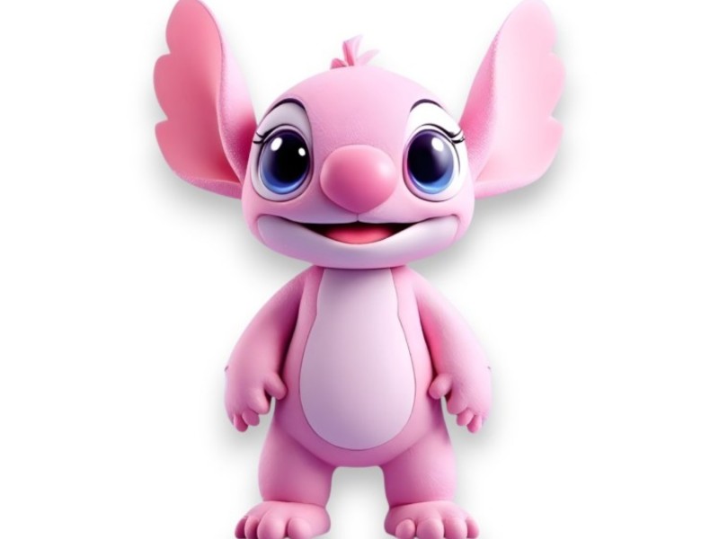 Stitch Ρόζ Ξύλινο Με Τρύπα 8εκ