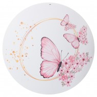 Πεταλούδες Ρόζ Σε Στρογγυλό Ξύλινο 7εκ