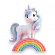 Μονόκερος Ξύλινος Σε Ουράνιο Τόξο 8εκ Με Τρύπα