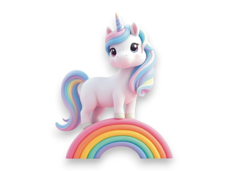 Μονόκερος Ξύλινος Σε Ουράνιο Τόξο 8εκ Με Τρύπα