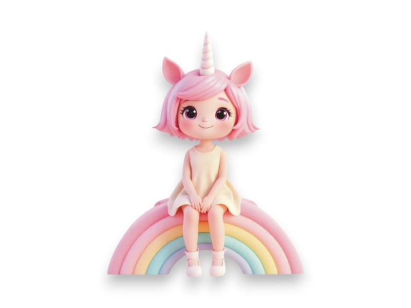 Κορίτσι Μονόκερος Σε Ουράνιο Τόξο Με Τρύπα 8εκ