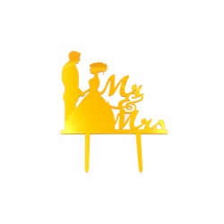 Διακοσμητικό Πλέξιγκλας Τούρτας Mr&Mrs 12.5x18εκ