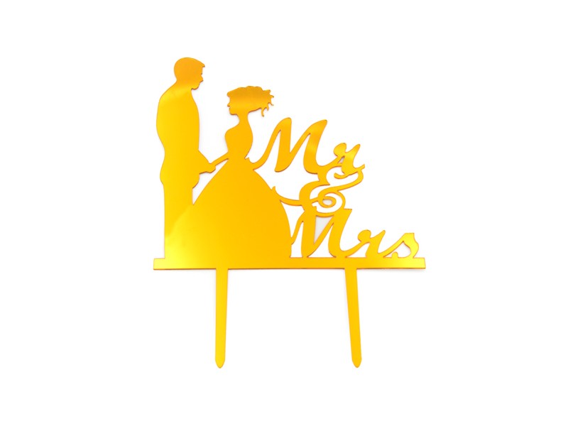 Διακοσμητικό Πλέξιγκλας Τούρτας Mr&Mrs 12.5x18εκ