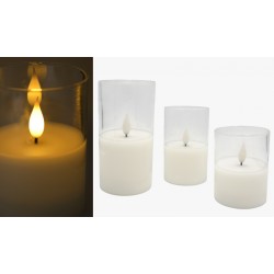 Κερί LED Γυαλί Με Κινούμενη Φλόγα 12.5εκ