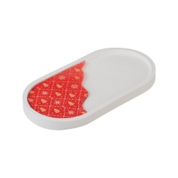 Δίσκος Λευκός με Κόκκινο Σχέδιο Plexiglass 17.7x9.5εκ