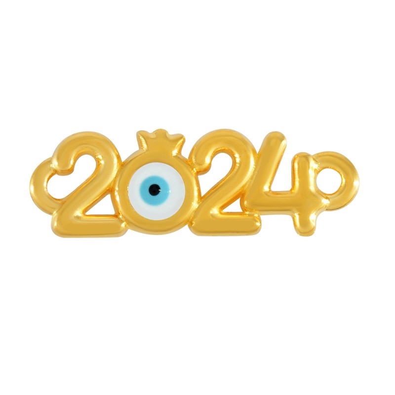 Γούρι 2024 Ρόδι Με Μάτι Μακραμέ 2.3x8mm